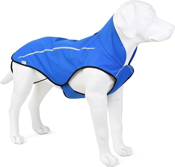 Mile High Life Dog Raincoat, Adjustable Waterproof Reflective Rain Jacket for Small Medium Large Dogs, Lightweight Breathable Pet Rain Coat with Leash Hole(Blue,M Chest 26-32")