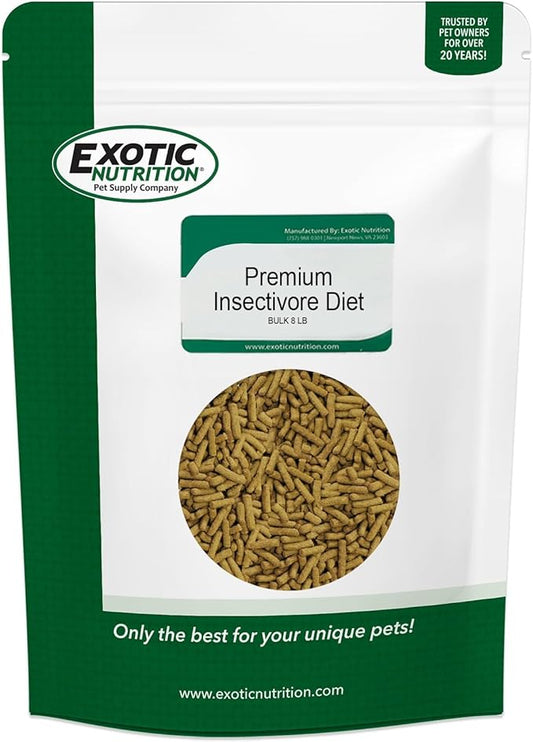 Premium Insectivore Diet (8 lb.) - Healthy Nutritious Chicken Based High Protein Pellet Diet - for Sugar Gliders, Hedgehogs, Opossums, Skunks & Other Insectivores
