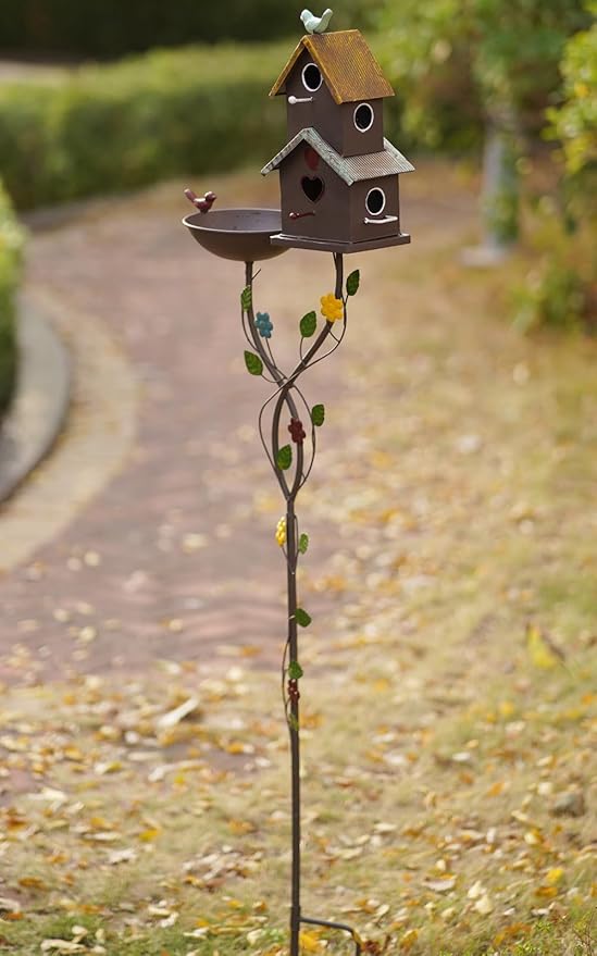 60.6" H Bird Baths for Outdoors,Metal Bird Bath Bowl,Birdhouses for Outdoors with Pole,Birdhouses for Outdoors,Garden Yard Decor