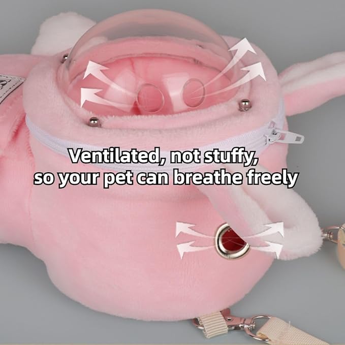 Sugar Glider Bonding Pouch Bonding Pouch Carry for Rat Syrian Hamster Hedgehog Small Pocket Pets, Gerbil Travel Bag Cute Bunny-Shaped Outing Bag with Large Transparent Window (Pink,Large)