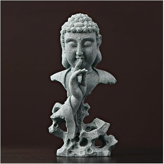livelyfish Meditating Buddha Statue Zen Garden Statues Sandstone Thinker Buddha Sculpture Figurine for Fish Tank Aquarium Home Decorations, Gift (F-S)