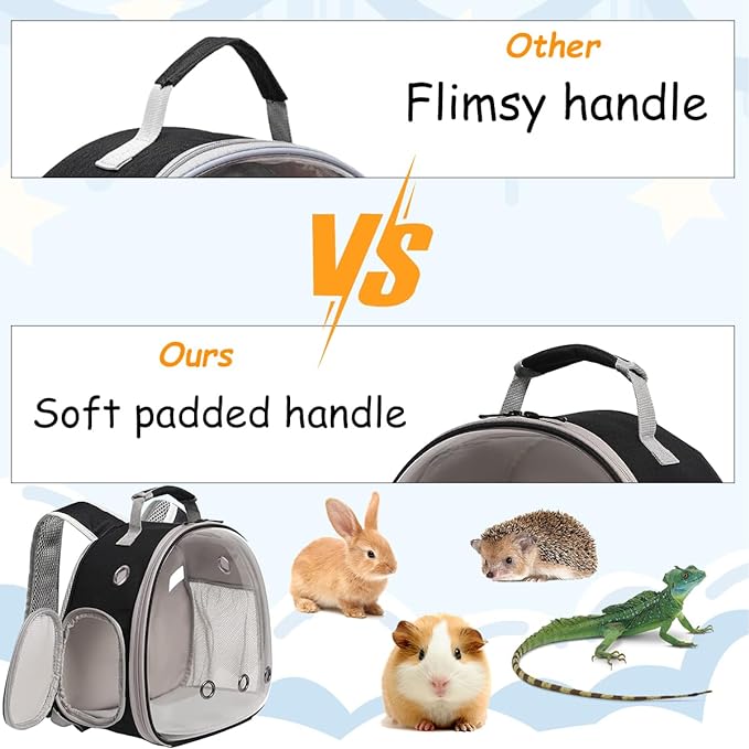 Portable Travel Backpack Habitat for Small Animal, Space Capsule Bubble Window Guinea Pig Bird Bearded Dragon Turtle Carrier Rabbit Squirrel Hamster Cage Breathable Handbag
