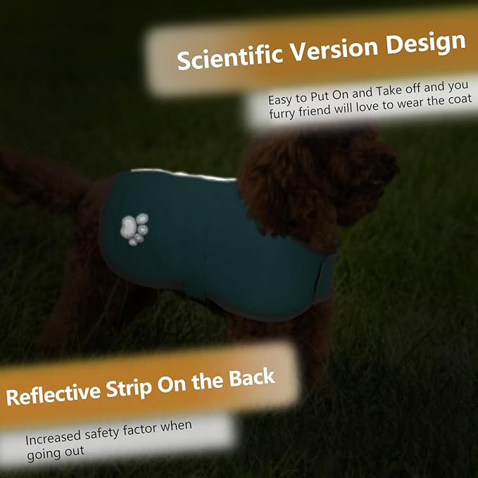 Queenmore Dog Winter Coat, Fleece Puffer Dog Down Vest, Cold Weather Pet Jacket for Dogs, Waterproof Reflective Reversible Dog Sweater Clothes for Small, Medium and Large Dogs (Light Blue, M)