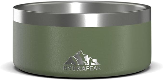 Hydrapeak Dog Bowl; Non Slip Stainless Steel; Water and Food Dish; Large Sized and Small Dogs; 32oz 64oz; Multiple Sizes; 4 Cup | Sage Leaf