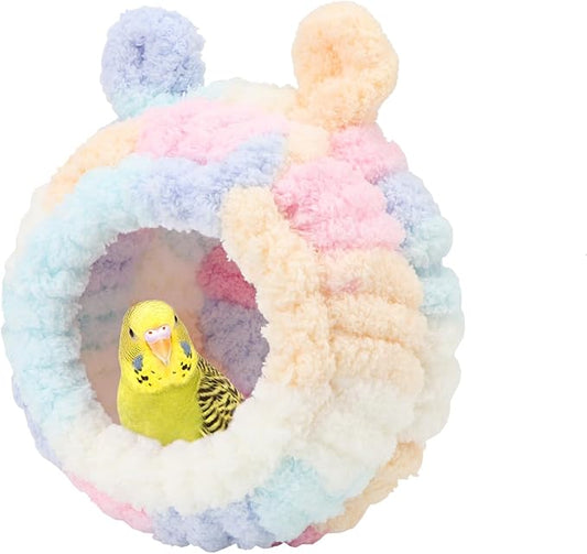Wontee Bird Nest Bed Breeding House Winter Warm Snuggle Hut for Budgies Parakeets Cockatiels Lovebirds Canaries (Multi-Colored)