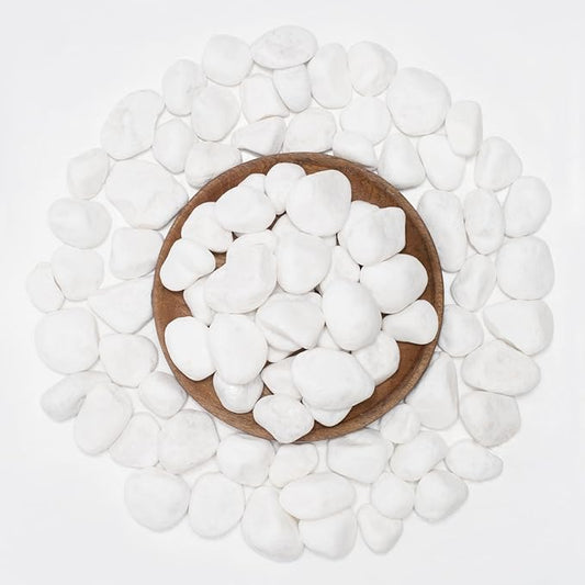 White Natural River Rocks, 1-1.5 Inch Decorative Stones for Plants, Garden, and Landscaping – 10LB, Ideal for Fish Tanks, Vases, Crafting, Home Decor, and Outdoor Landscaping