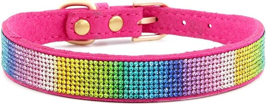 Cute Dog Collar with Bling Rhinestone, Fancy Crystal Diamond Glitter Pretty Jewel Soft Cat Collars for Small Medium Large Breed Dogs Girl Female Pet Puppy Kitten Terrier (XXS, Hot Pink3)
