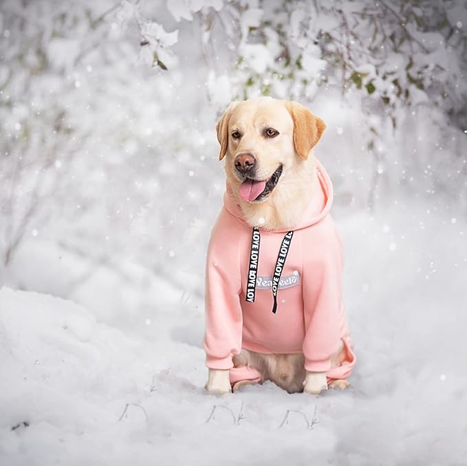 Dog Hoodies Winter Coat for Large Medium Dogs, Pullover 9 Legs Warm Coat Hooded Sweatshirt, Fleece Hoodie for Cold Weather (Pink, 5X-Large)