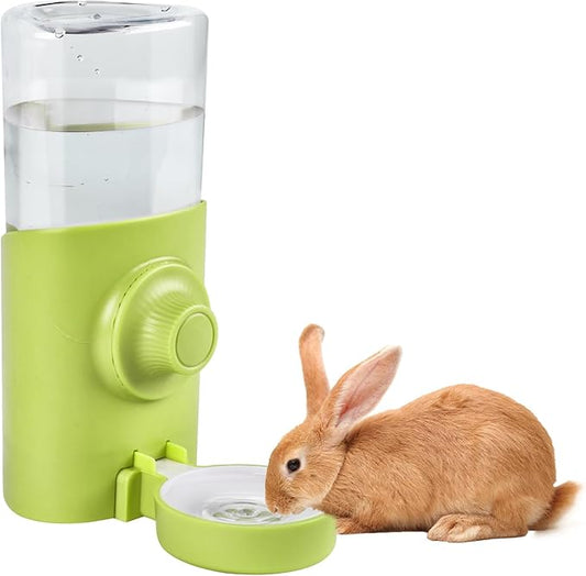 Rypet Hanging Rabbit Water Bottle Cage, 21oz Guinea Pig Water Bottle Dispenser, Automatic Small Pet Cage Water Feeder for Bunny Chinchilla Hamster Hedgehog Ferret Rat Gerbil Small Animal (Green)