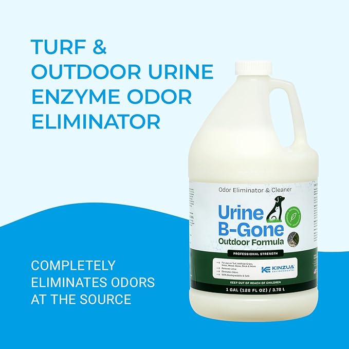 KINZUA ENVIRONMENTAL Urine B-Gone-OD Professional Pet Urine Enzyme Cleaner, Pet Yard Odor Eliminator for Artificial Grass, Concrete & More, 1 Gallon