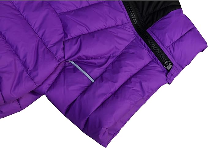 Purple Dog Jacket, Windproof & Waterproof, Reflective, Adjustable, Zippered, Snow Jacket for Small to Large Dogs