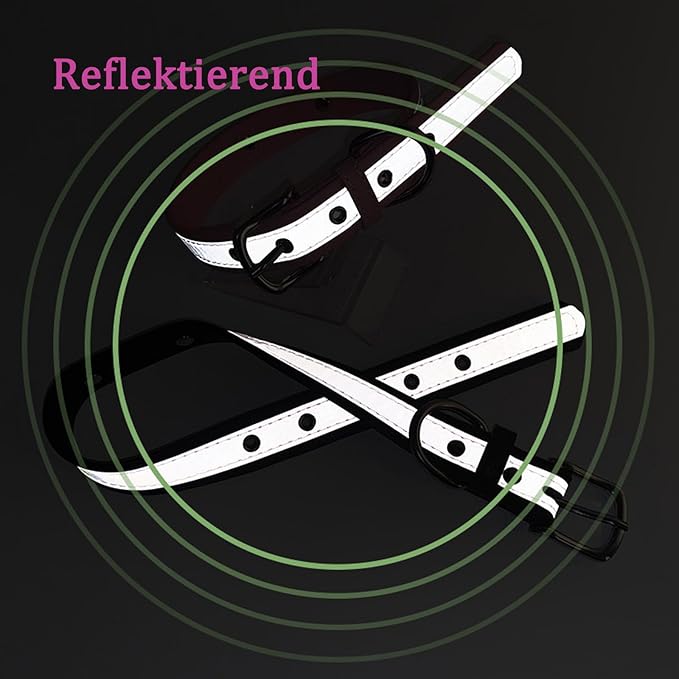 Yonsbox Custom Personalized Reflective Dog Collar with Name Plate Engraved Cute Dog Collars for Male Female Boy Girl Medium Dogs Blue, M