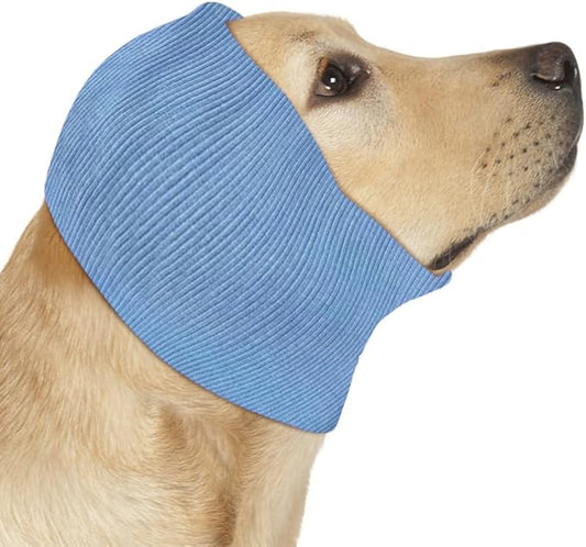 Ear Wraps for Dogs Cats, Dog Snood for Ear Hematoma, Pet Ear Muffs for Anxiety Relief Noise Canceling, Ear Cover The Grooming & Force Drying, Calming Dog Neck and Ear Warmer, Ear Care, Blue XL