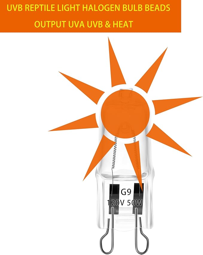 3 Pack UVA UVB Reptile Light Halogen Bulbs Beads Heat Lamp (50 Watt) Clear