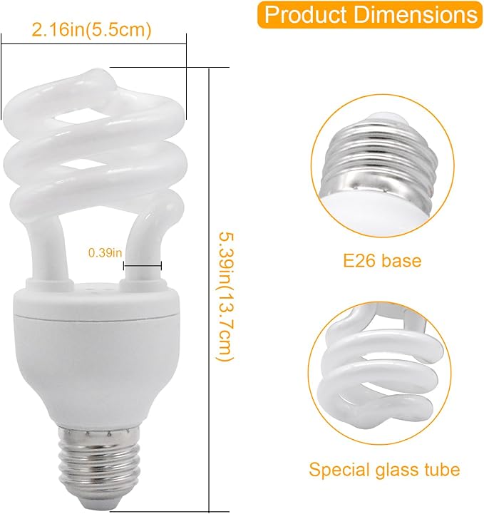 UVB Light Bulb for Reptiles, 13W 10.0 UVA UVB Heat Lamp Bulbs Ideal for Rainforest Reptiles, Bearded Dragons Lizard Turtle Tortoise Iguanas Chameleons Snake (2 Pack)