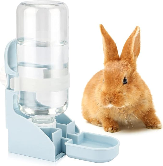 Rypet Rabbit Water Bottle No Drip - 17oz Hanging Water Fountain Automatic Dispenser Pet Cage Water Feeder for Bunny Chinchilla Guinea Pig Hedgehog Ferret Blue