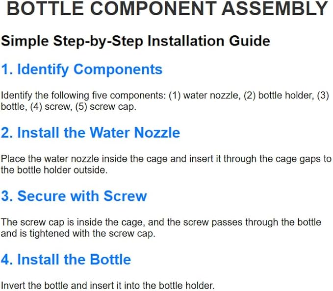 Automatic Hanging Bird Water Bottle - No Drip Cage Mounted Waters Feeder for Parakeets, Cockatiels, Budgies, Lovebirds, Finches, Canaries, Parrots (Bird Cage Accessories Travel Essential)
