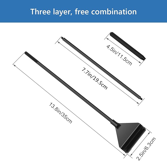 Luxiv Stainless Steel Algae Scraper Black, Aquarium Glass Cleaner Tools 25.6 Inches Fish Tank Scrapering Cleaner Handheld Scraper for Aquarium Tank