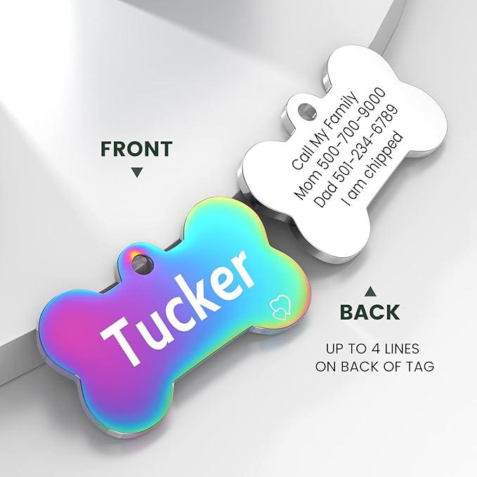 YEHANTI Personalized Dog Tags Engraved for Pets - Stainless Steel Custom Dog Cat Tag with Various Cute and Beautiful Icons, Double Sided Engraved Pet ID Tags Dog Name Tag, Bone