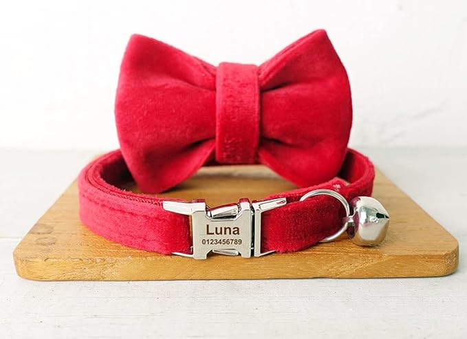Cat Collar Personalized with Name Phone Number Engraved,Customized with Bell for Small Dogs Puppy Kitten