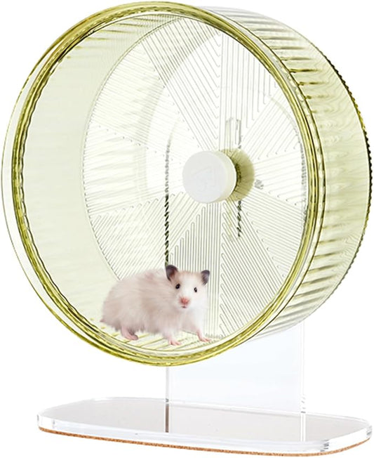 Super-Silent Hamster Exercise Wheel: Silent Spin Toys Hamster Running Wheels with Height Adjustable Stand for Hamsters Gerbils Mice Or Other Small Animals -8.5inch Green