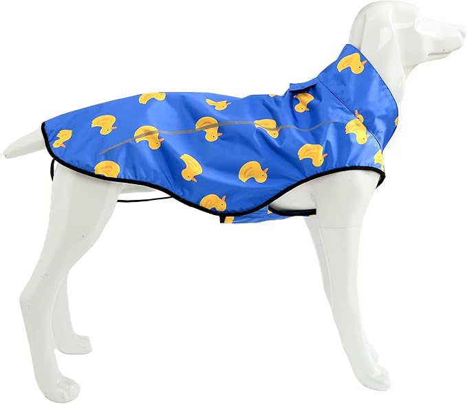 Mile High Life Dog Raincoat, Adjustable Waterproof Reflective Rain Jacket for Small Medium Large Dogs, Lightweight Breathable Pet Rain Coat with Leash Hole(Blue Duck,XXS Chest 16-19")