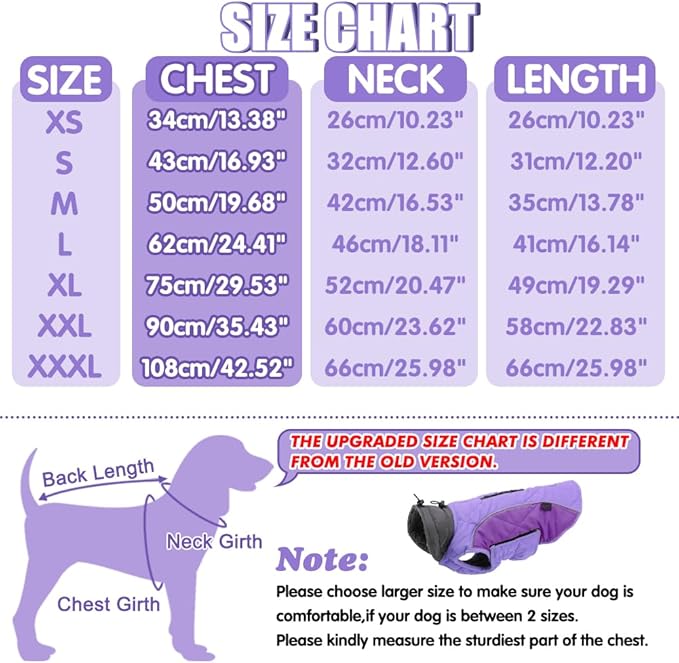 EMUST Winter Dog Coats, Fleece Pet Apparel for Cold Weather, British Style Windproof Warm Jacket for Small Dog Coats for Winter, Mix-Purple, XS