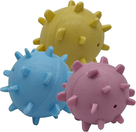 Dog Balls ，2.3” Heavy Duty Squeaky Dog Toys for Small Medium Large Dogs Squeaky Toy Balls 3 Pcs (Yellow, Red, Blue)