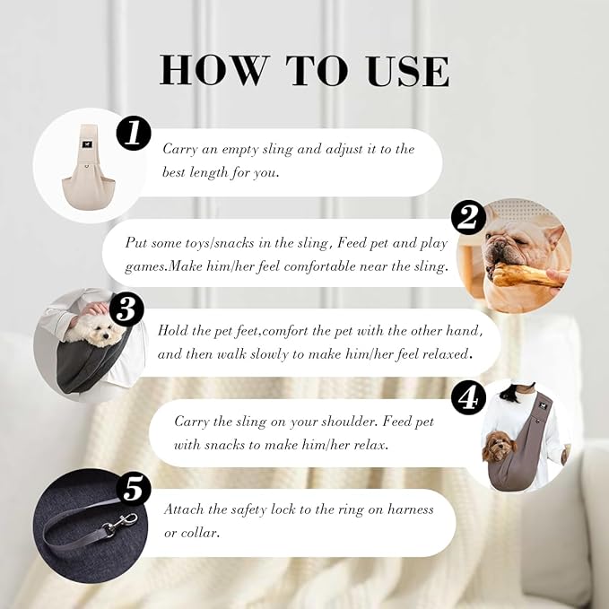 Dog & Cat Carrier Sling, Adjustable Soft Padded Shoulder Puppy Carrier, Hands-Free Dog Carrier Bag with Double Safety Buckles Premium Material for Outdoor Travel (Dark Gray, M)