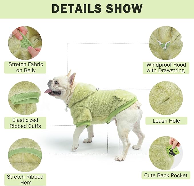 SCENEREAL Fuzzy Sweater/Hoodie for Medium Large Dogs, Fleece Warm Sweatshirt With Pocket, Big Girl Boy Clothes for Winter/Fall, Designer Cute Male/Female Outfit With Leash Hole