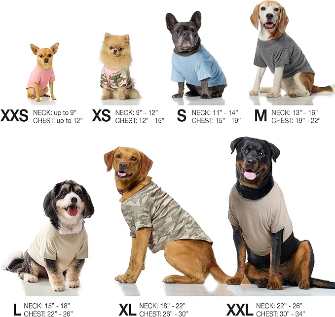 Toby II - The Perfect Tee, 3 Pack Short Sleeve Pet T-Shirt 100% Organic Cotton Tees Clothes for Small, Medium, Large Dogs, Sage Camo, XX-Small