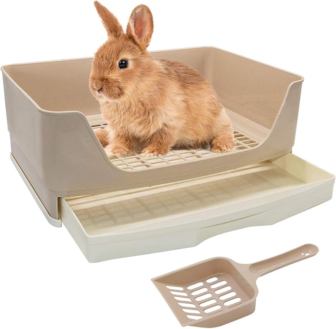 BWOGUE Large Rabbit Litter Box Toilet,Potty Trainer Corner Bedding with Drawer Larger Pet Pan for Adult Guinea Pigs, Rabbits, Hamster, Chinchilla, Ferret, Galesaur, Small Animals(White)