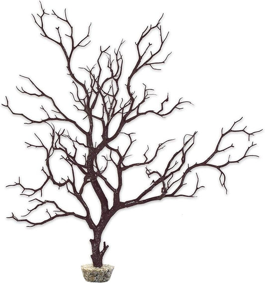 CURRENT USA Dark River Brown Manzanita Branch 22-inch Tall with Weighted Base | Tree Branches Molded Aquarium Decor Decoration Fake Artificial Fish Tank Ornament for Freshwater or Saltwater (7394)