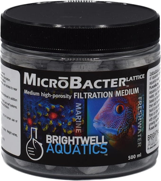 Brightwell Aquatics MicroBacter Lattice Medium – Porous Biological Filtration Medium for use in Freshwater, Planted, Brackish Aquariums and Systems, 500 ml
