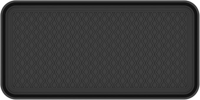 Ottomanson 15” x 30” Multi-Purpose Boot Tray - Waterproof Mat for Shoes, Pet Food, Litter Box, Painting & Planting - 1.2” Raised Edge for Spill Protection