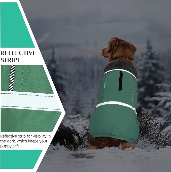 QBLEEV Warm Reflective Dog Jacket, Waterproof Winter Coat With Turtleneck, Thick Fleece Snowsuit Christmas Vest for Cold Weather - Small Medium Large Dogs 3XL