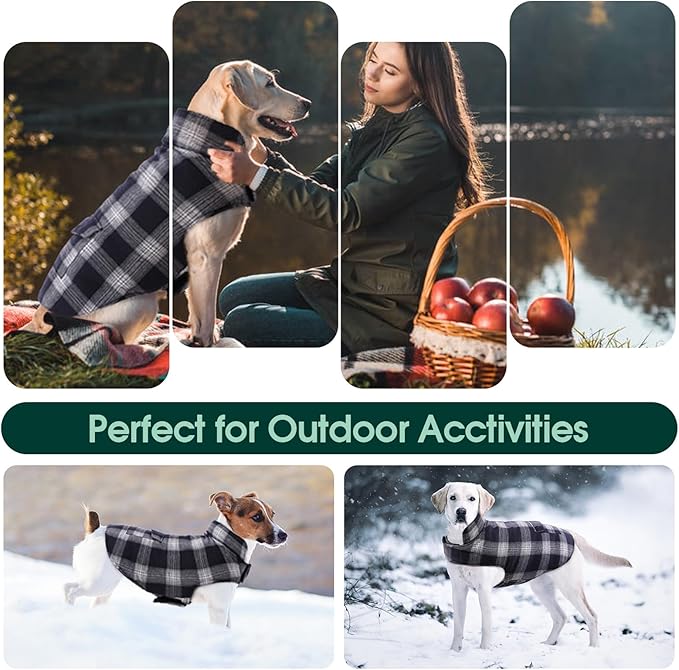 Kuoser Reversible Dog Jacket, Warm Winter Coat for Medium & Large Dogs, Warm Windproof Pet Cold Weather Clothes, Blue XL