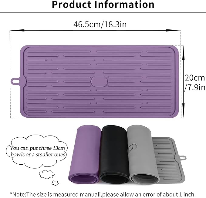 Ptlom Pet Placemat for Dog and Cat, Anti-Slip Waterproof Dogs Feeding Mat Prevent Food and Water Overflow, Bowl Mats Suitable for Medium and Small Pets, Purple, Silicone