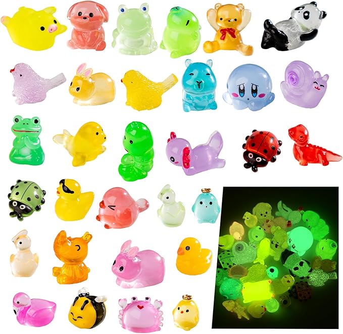30 Styles Mini Resin Animals 30pcs Variety Tiny Animals Figures Miniature Little Small Figurines Bulk for Micro Fairy Garden Landscape Accessories Hide Decor Aquarium