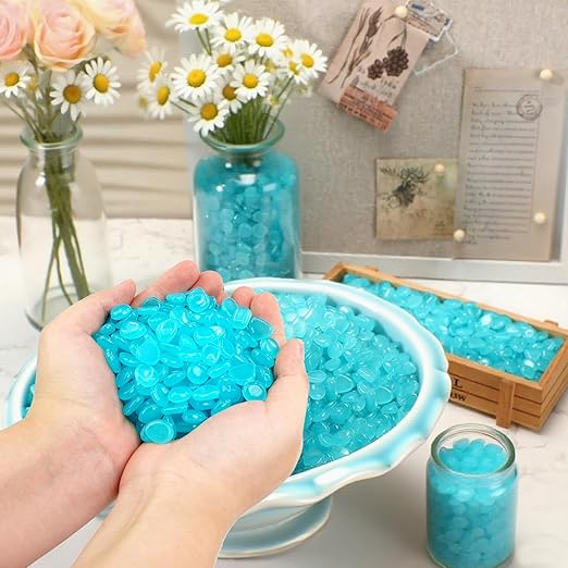 15000 Pcs Glow in The Dark Rocks Glowing Stones Glowing Fish Tank Pebbles Luminous Stone Glowing Stones for Garden Outdoor Patio Yard Landscaping Aquarium (Dark Blue)