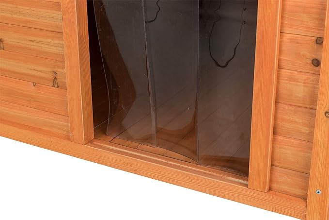 TRIXIE Natura Classic Insulated Weatherproof Dog House with Plastic Door Flap, Hinged Roof, Adjustable Legs, Largeoor Flap, Flat Hinged Roof, Adjustable Legs, Brown, Large