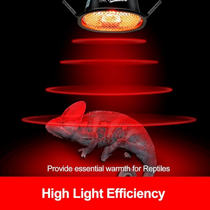 REPTI ZOO G9 Reptile Infrared Heat Lamp Combo Kit- 50W UVA Basking Red Bulb & Low Profile Tank Hood for Bearded Dragons Turtles Lizards Geckos | Terrarium Heating Lamp Spot Light with Safety Mesh