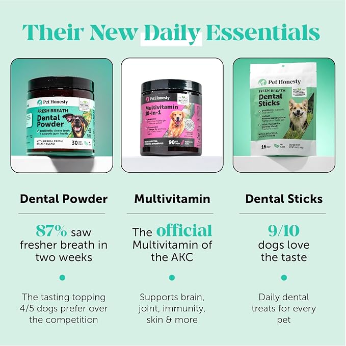 Dental Health Fresh Sticks - Oral Hygiene Dental Treat for Dogs - Dental Dog Chews - Freshen Dog Breath, Reduce Plaque + Tartar - 16 Sticks