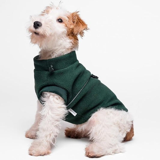 Small Dog Sweater, Fleece Sweater with D-Ring, for Chihuahua, Yorkie, Teacup Dog, Warm and Lightweight, Easy to Wear (Green S)