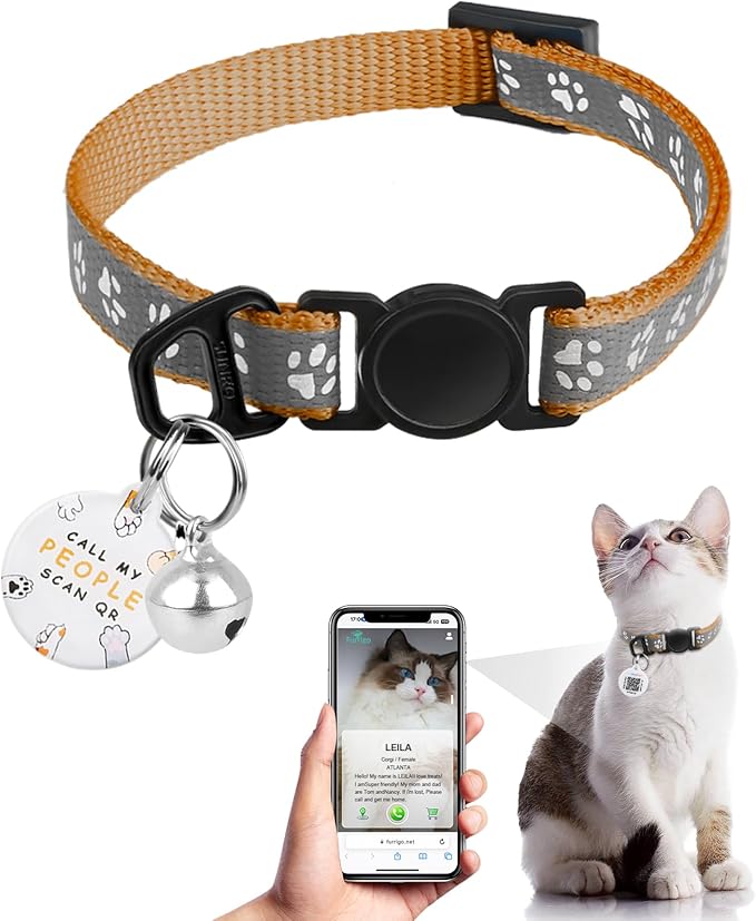 Cat Collar Breakaway with QR Code Name Tag, Reflective Kitten Collars with Bell, Cat ID Tag Personalized, Ultra-Durable, Adjustable, Quick Release, Fits Most Girl Boy Small Large Cats (8''-13.3'')