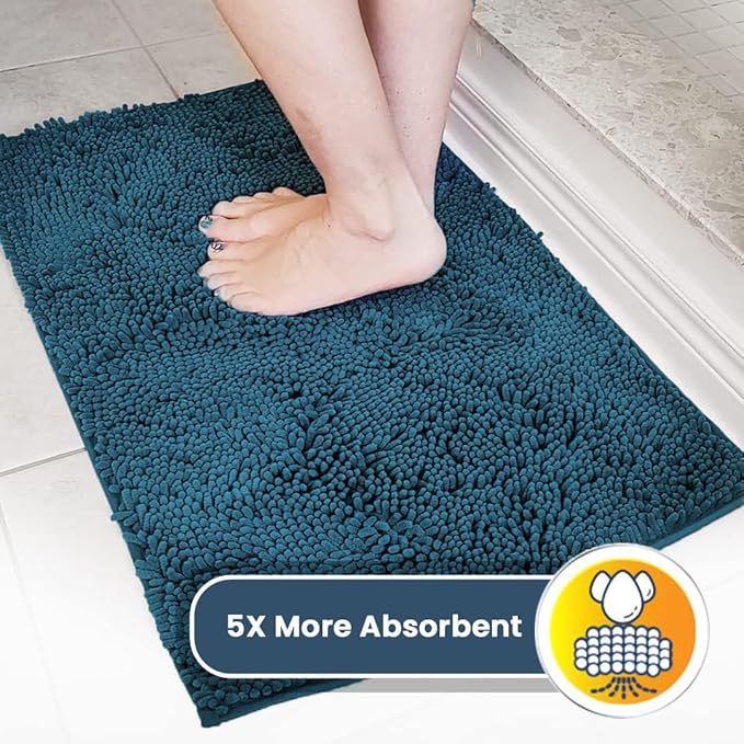 Muddy Mat® AS-SEEN-ON-TV Highly Absorbent Microfiber Door Mat and Pet Rug, Non Slip Thick Washable Area and Bath Mat Soft Chenille for Kitchen Bedroom Indoor and Outdoor - Atlantic Blue XXXL 72"X48"