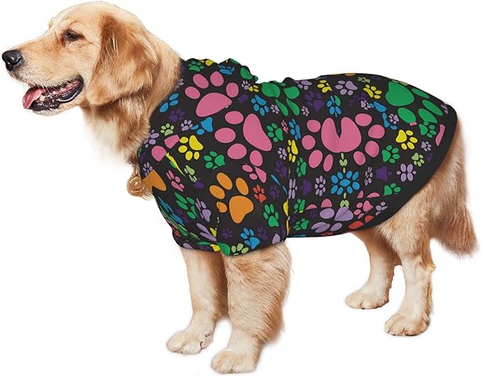 Colorful Dogprint Dog Hoodies，Dog Clothes with Pocket and Hat Winter Clothes Sweaters for Medium Large Dogs Girl Boy Pets' Clothes Outfits