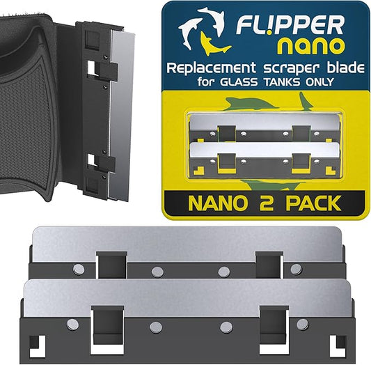 FL!PPER Flipper Nano Aquarium Algae Scraper Replacement Blades for Fish Tank Cleaning Kits – Stainless Steel Replacement Blades for Glass Tanks – Aquarium Cleaner Blades, 2 Pack
