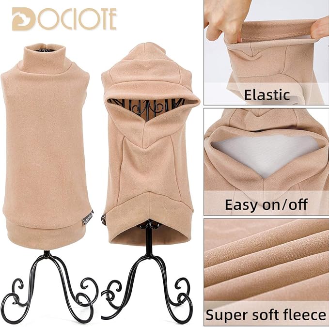 Small Dogs Fleece Dog Sweatshirt - Cold Weather Hoodies Spring Soft Vest Thickening Warm Cat Sweater Puppy Clothes Sweater Winter Sweatshirt Pet Pajamas for Small Dog Cat Puppy (Small, Beige)