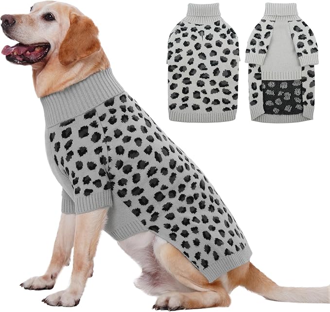 ROZKITCH Winter Knit Dog Sweater for Large Breeds, Soft and Cozy Cold Weather Pullover for Bulldogs Dobermans and Huskies Grey 5XL